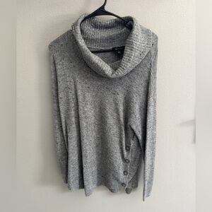 AB Studio (medium) Cozy Grey Cowl Neck Button-Side Sweater
